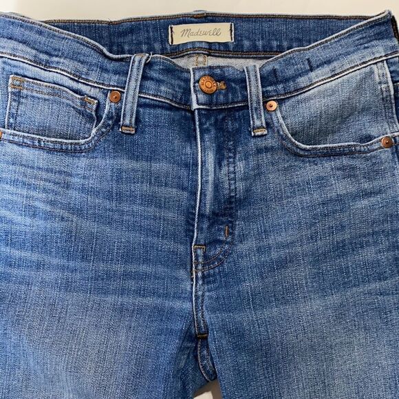 Madewell Raw Hem Distressed 9" High-Rise Skinny Stretch Jeans Medium Wash 27 - Picture 8 of 16
